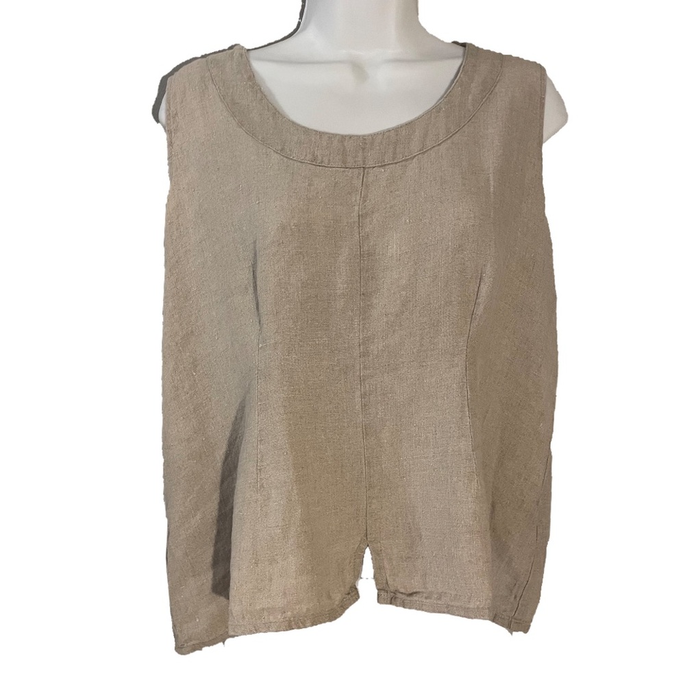 ☀️FLAX Classic Linen Neutral Tunic Sleeveless Top - summer staple! - Size Medium
